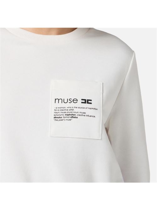 SWEATSHIRT WITH POPLIN DETAILS ELISABETTA FRANCHI | MD00656E2360 Avorio